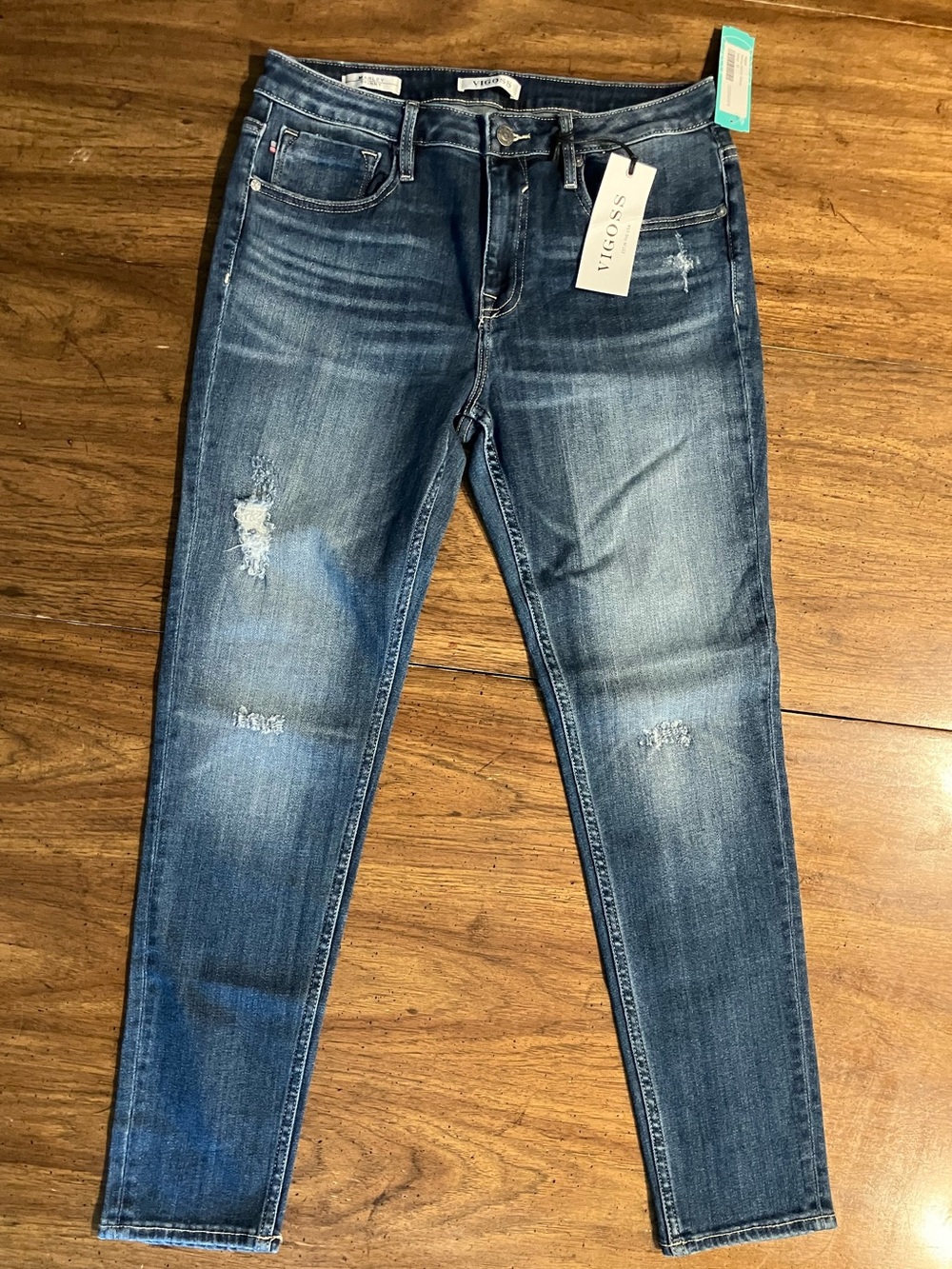 NWT Vigoss Jeans Women 31 Marley Skinny Denim Stretch Mid Rise Blue Med Wash Dis